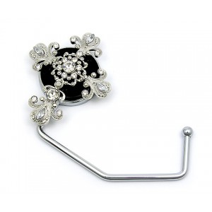 Bag Hanger - 12 PCS  - Rhinestone Cross Charm - BH-GH1013BK